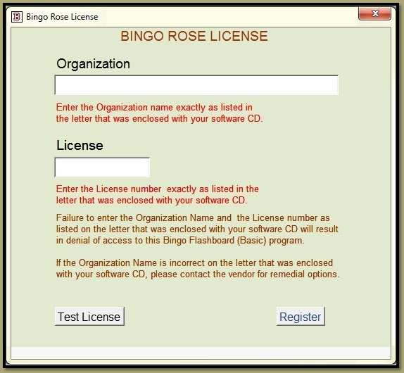 Bingo Flashboard (Basic) License registration